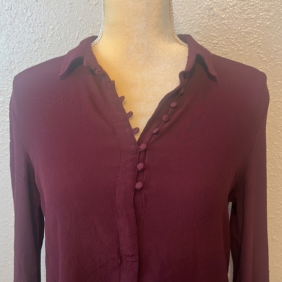 Urban Outfitters Kimchi Blue Maroon Long Sleeve Blouse Size S - Picture 2 of 7